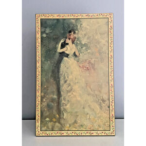 Vintage Bobs Boxes "The Dance" Green Wedding Gift Box, 14.5"L x 9.5"W x 5"H